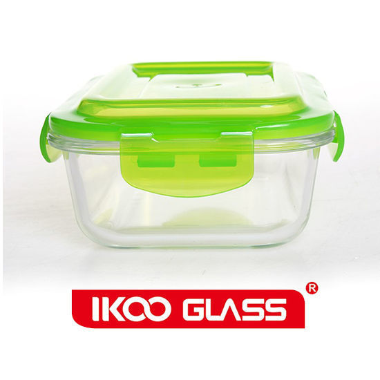 Picture of Ikoo Square Glass Food Container With High Top Lid (800ML)