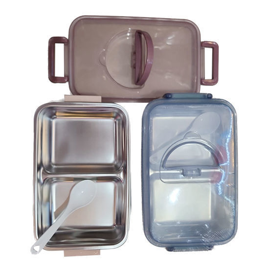 Picture of Lunch with 2 compartments with spoon -  23x14x6cm