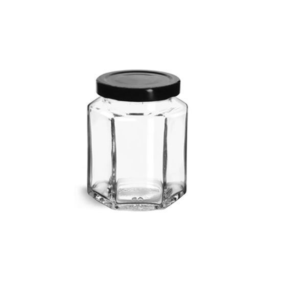 Picture of 6 Sides Jar with Metal Cover (300ml) - 10cm