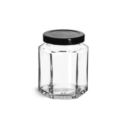Picture of 6 Sides Jar with Metal Cover (400ml) - 11cm