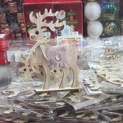 Picture of Wooden Stag Deco With Fur