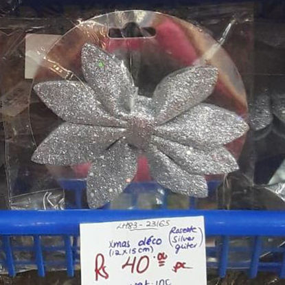 Picture of Xmas Bow Silver Glitter (12x15cm)