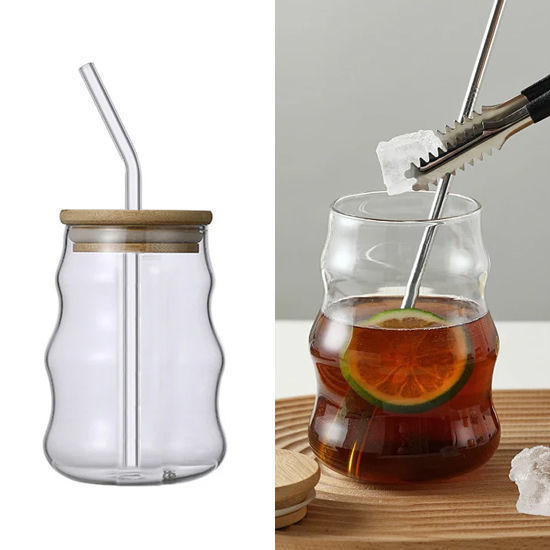Picture of Glass Tumblur With Straw/Cover Spiral