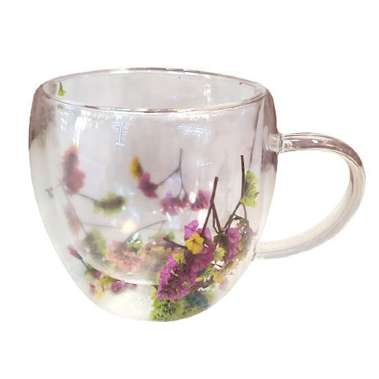 Picture of Double Wall Glass W/Dried Flowers - 250ml