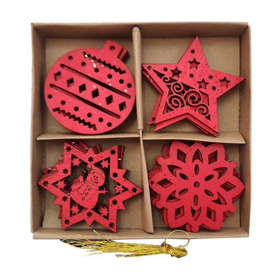 Picture of Xmas Wooden Ornament (16pcs)