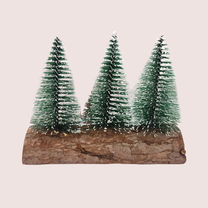 Picture of Mini Xmas Tree 3pcs On Wooden Log