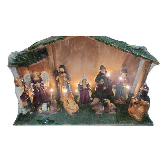 Picture of Nativity Set with Light - (46 x 32cm)