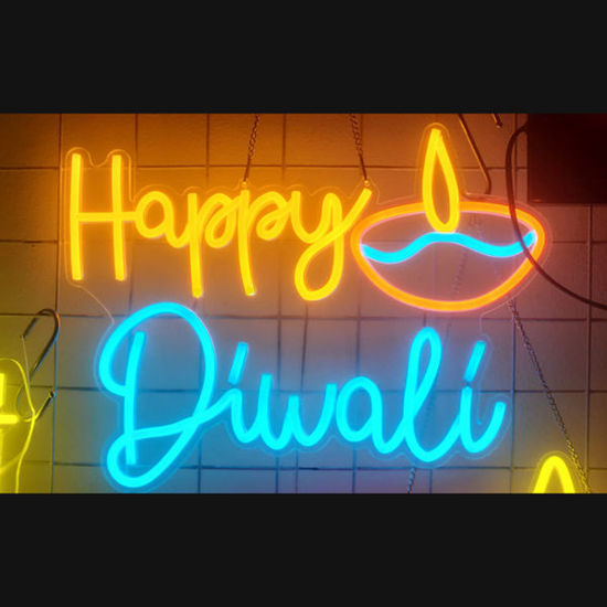 Picture of Happy Divali diya neon frame