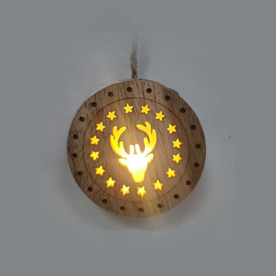 Picture of Xmas Round Wood Reeindeer Light