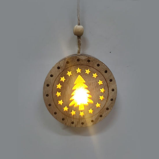 Picture of Xmas Tree Round Wood Light
