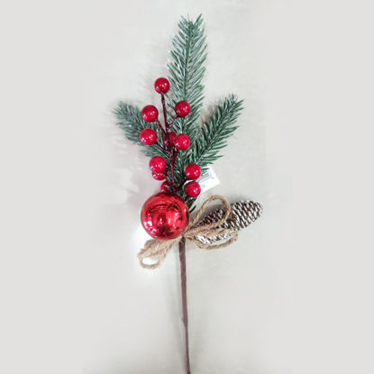 Picture of Xmas  Red Ball Stalk - 32cm