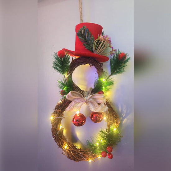 Picture of Xmas Snowman with Red Hat & Light