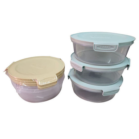 Picture of Round Food Container 3pcs with clips (diameter-17cm)