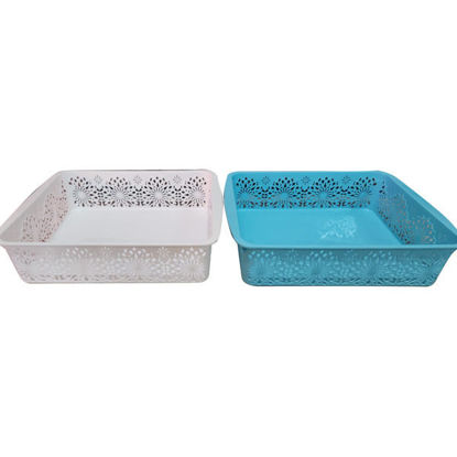 Picture of Basket Plastic W/Designs (35 x 27 x 8cm)