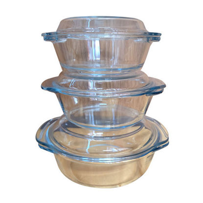 Picture of Glass Bowl Set W/Cover (15cm, 17cm, 20cm)