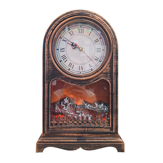 Picture of Fireplace Deco with Clock (electric or battery operated - 25x40x11cm