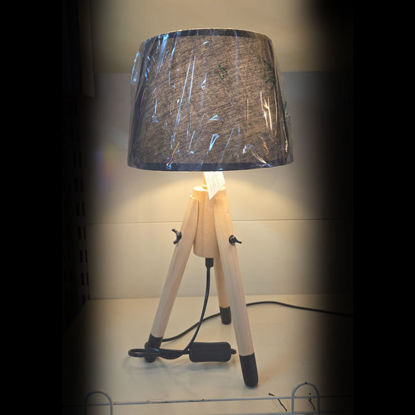Picture of Table Lamp with Wooden Tripod (Bulb Not Included)