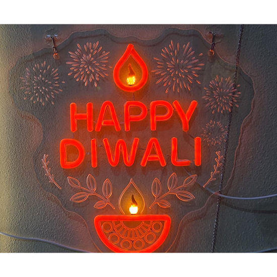 Picture of Neon Happy Divali flashing diya (33x-33cm)