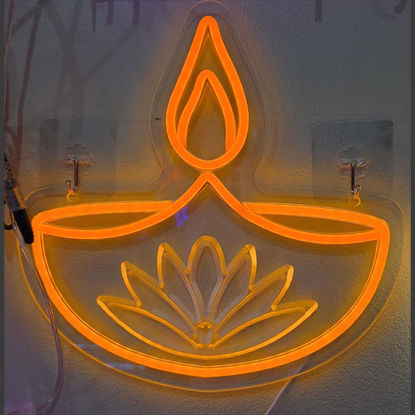 Picture of Diya Lotus Neon Frame (28 x 28cm)