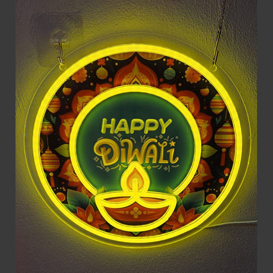 Picture of Round neon Happy Divali - 30cm