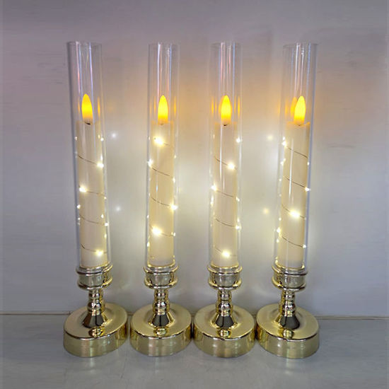 Picture of Flameless taper candles (4pcs) - battery operated - 2AAA
